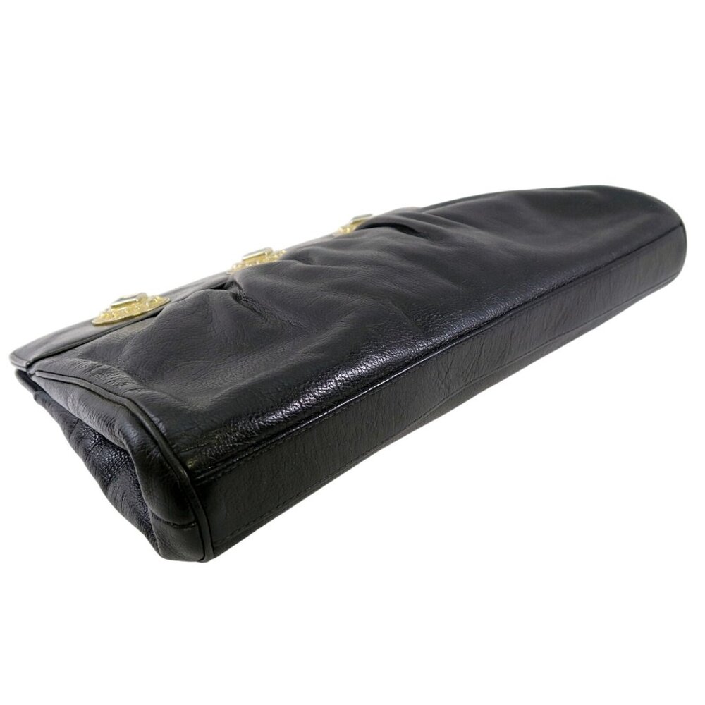 Black Leather Shoulder Bag Vintage 1980s Linda Allard Ellen Tracy Purse Clutch - Picture 5 of 7